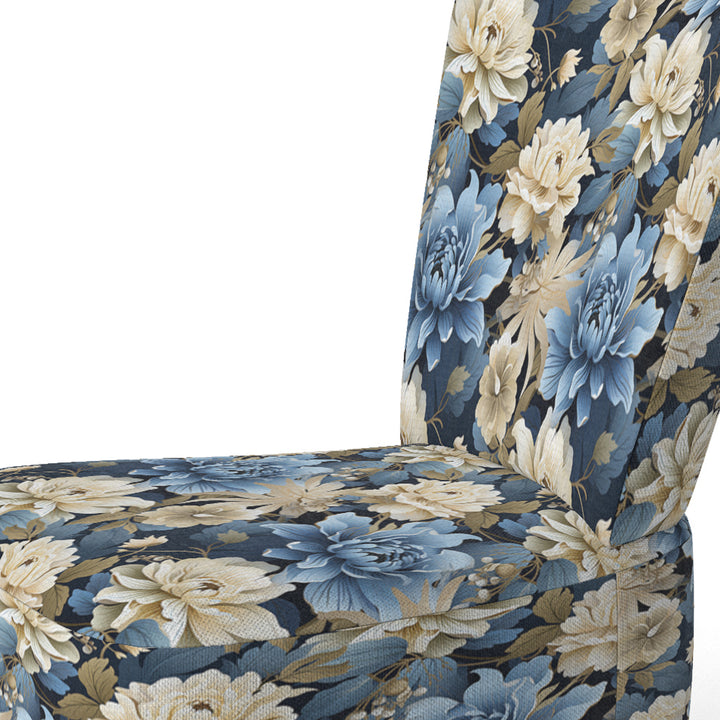 Blue And White Blooming Floral Pattern - Cottage Accent Side Chair