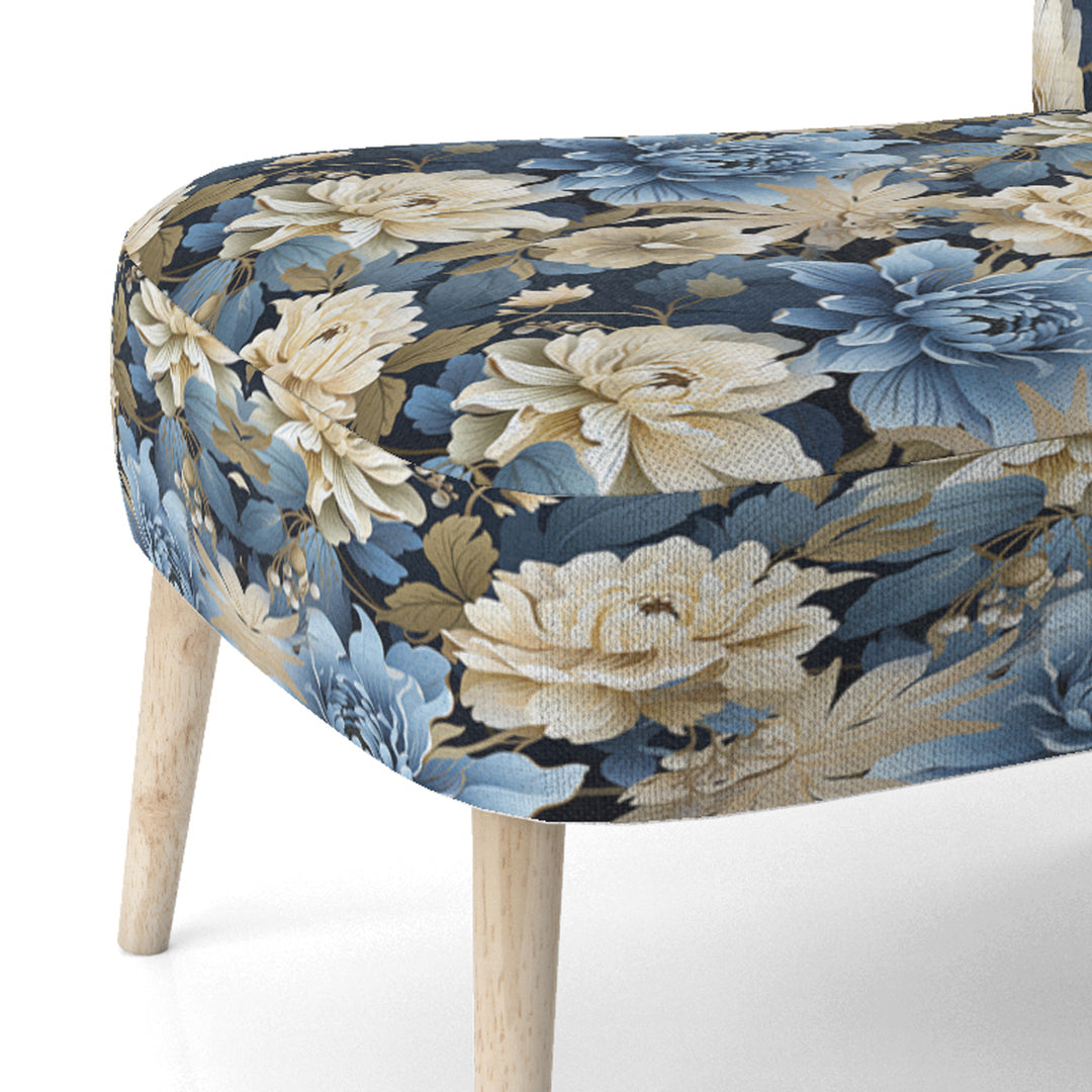 Blue And White Blooming Floral Pattern - Cottage Accent Side Chair