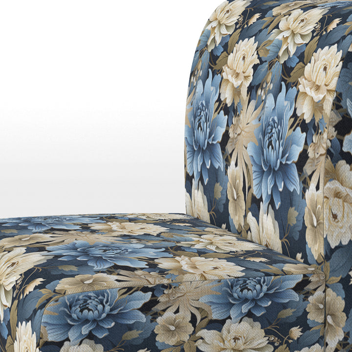 Blue And White Blooming Floral Pattern - Cottage Accent Side Chair