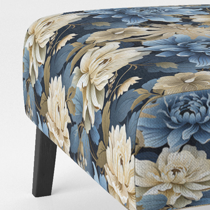 Blue And White Blooming Floral Pattern - Cottage Accent Side Chair