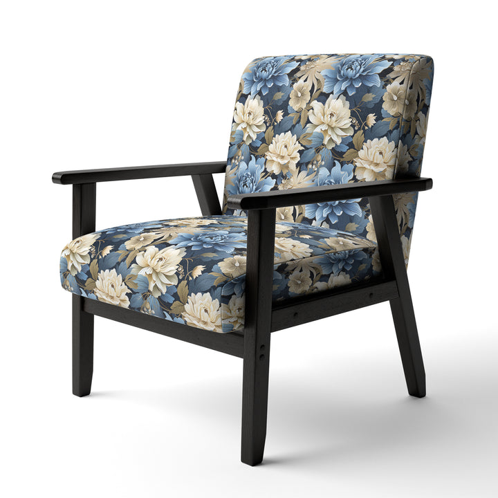 Blue And White Blooming Floral Pattern - Cottage Accent Side Chair