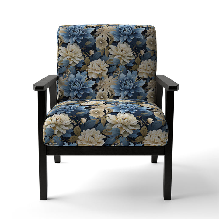 Blue And White Blooming Floral Pattern - Cottage Accent Side Chair