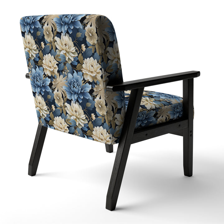 Blue And White Blooming Floral Pattern - Cottage Accent Side Chair