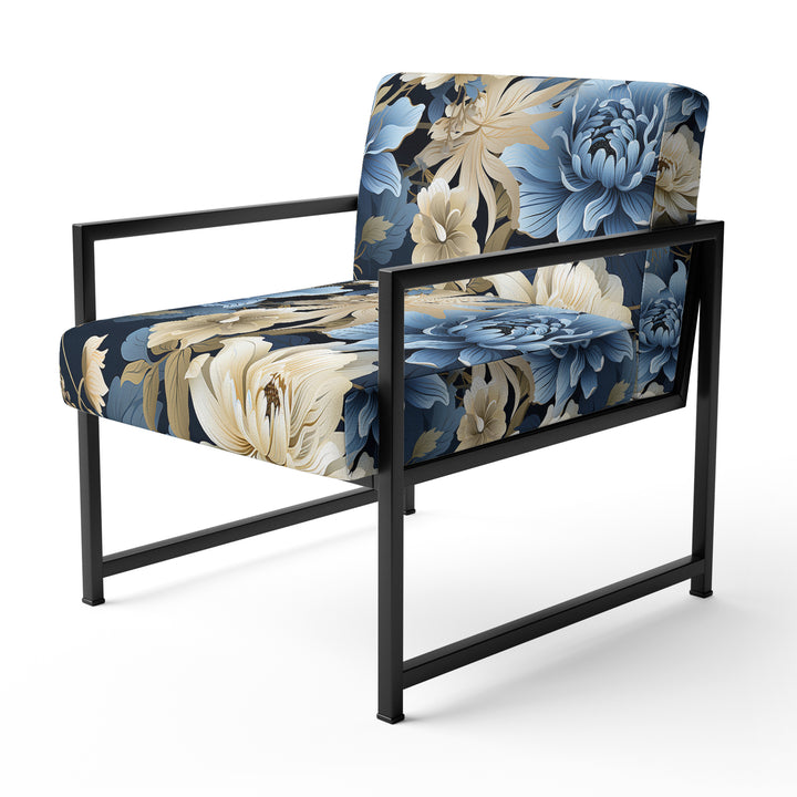 Blue And White Blooming Floral Pattern - Cottage Accent Side Chair