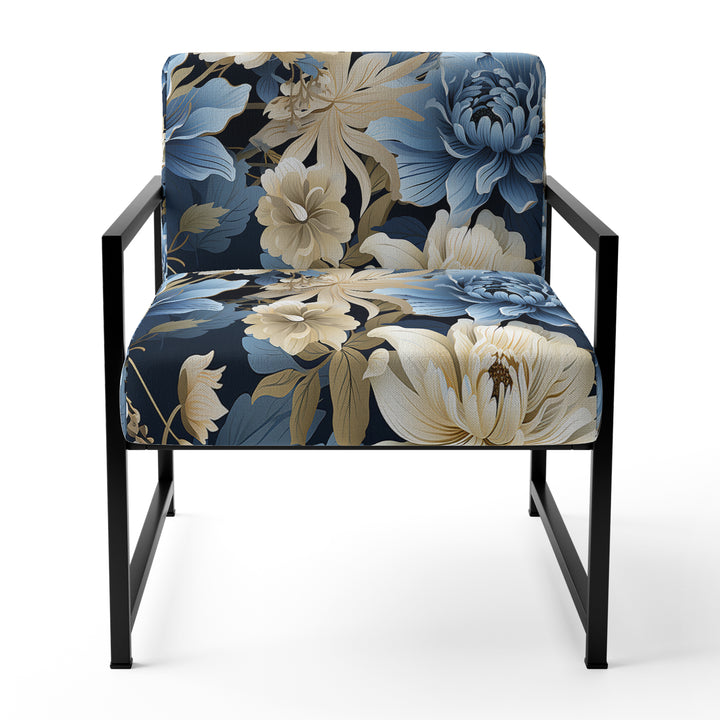Blue And White Blooming Floral Pattern - Cottage Accent Side Chair