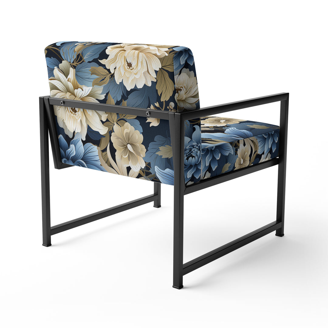 Blue And White Blooming Floral Pattern - Cottage Accent Side Chair