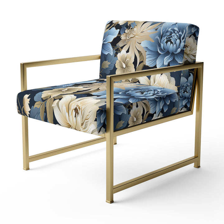 Blue And White Blooming Floral Pattern - Cottage Accent Side Chair