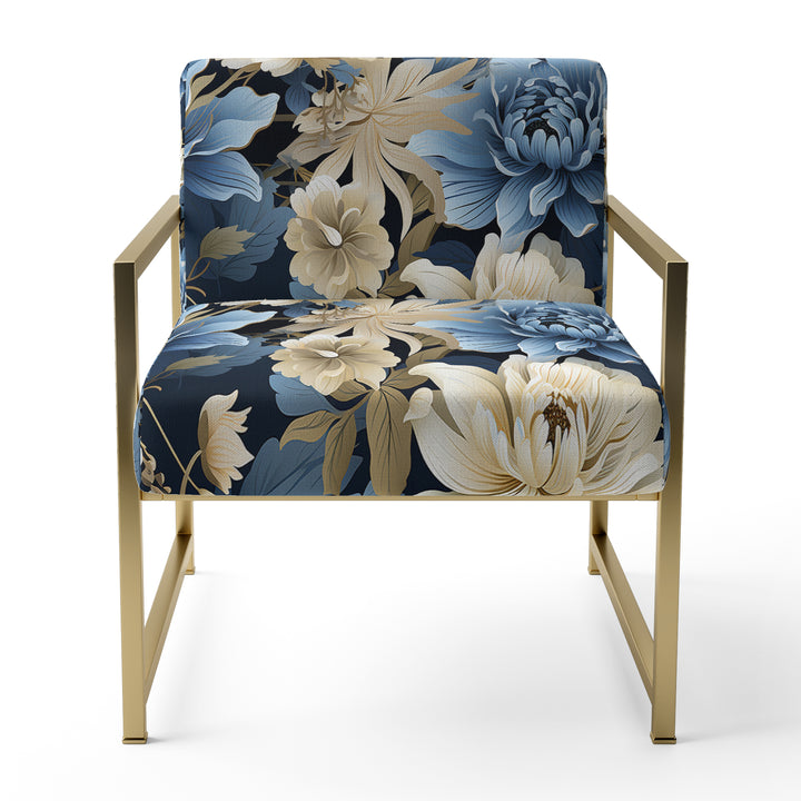Blue And White Blooming Floral Pattern - Cottage Accent Side Chair