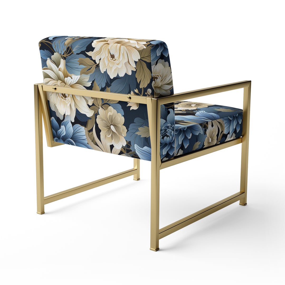 Blue And White Blooming Floral Pattern - Cottage Accent Side Chair