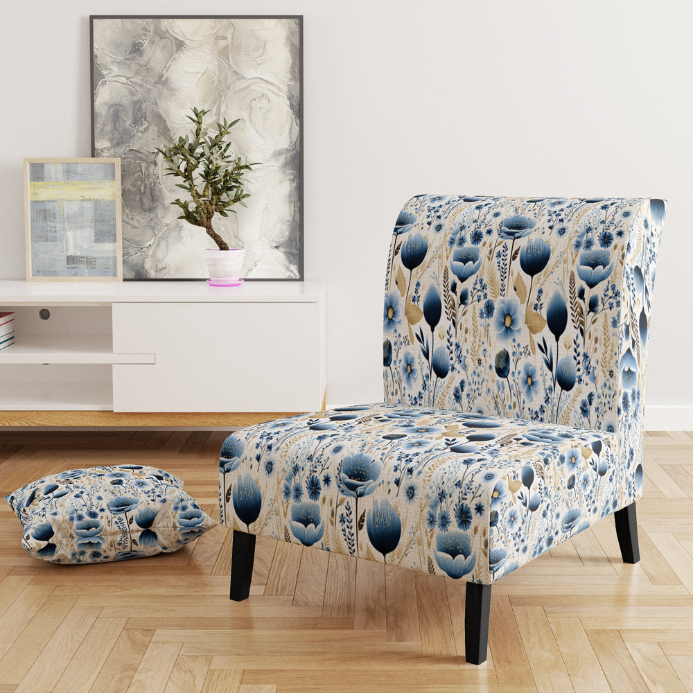 Blue And White Ferns Tranquility - Cottage Arm Chair