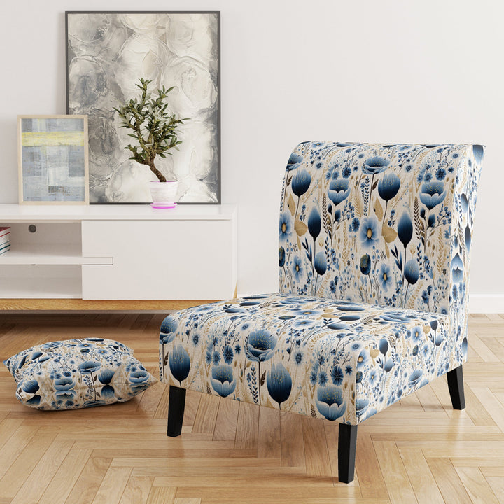 Blue And White Ferns Tranquility - Cottage Arm Chair