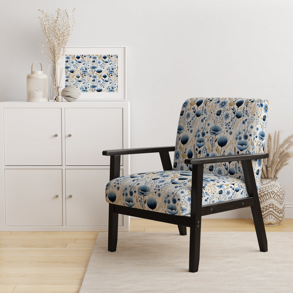 Blue And White Ferns Tranquility - Cottage Arm Chair