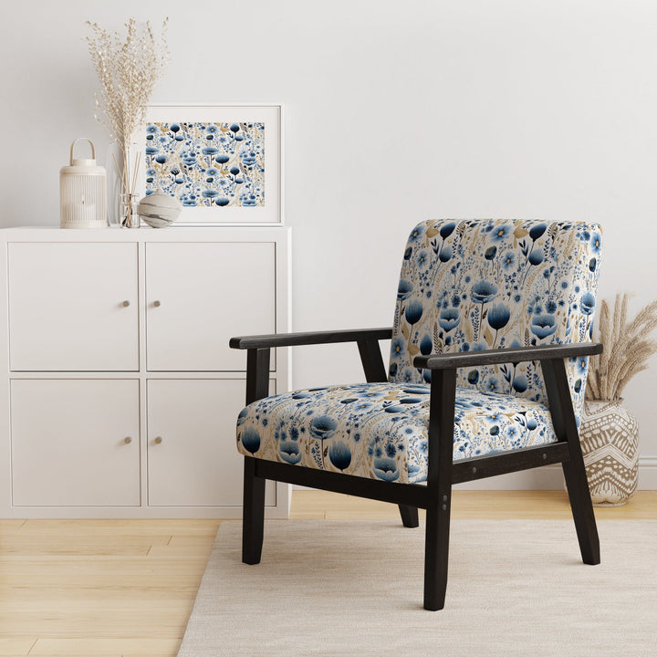 Blue And White Ferns Tranquility - Cottage Arm Chair