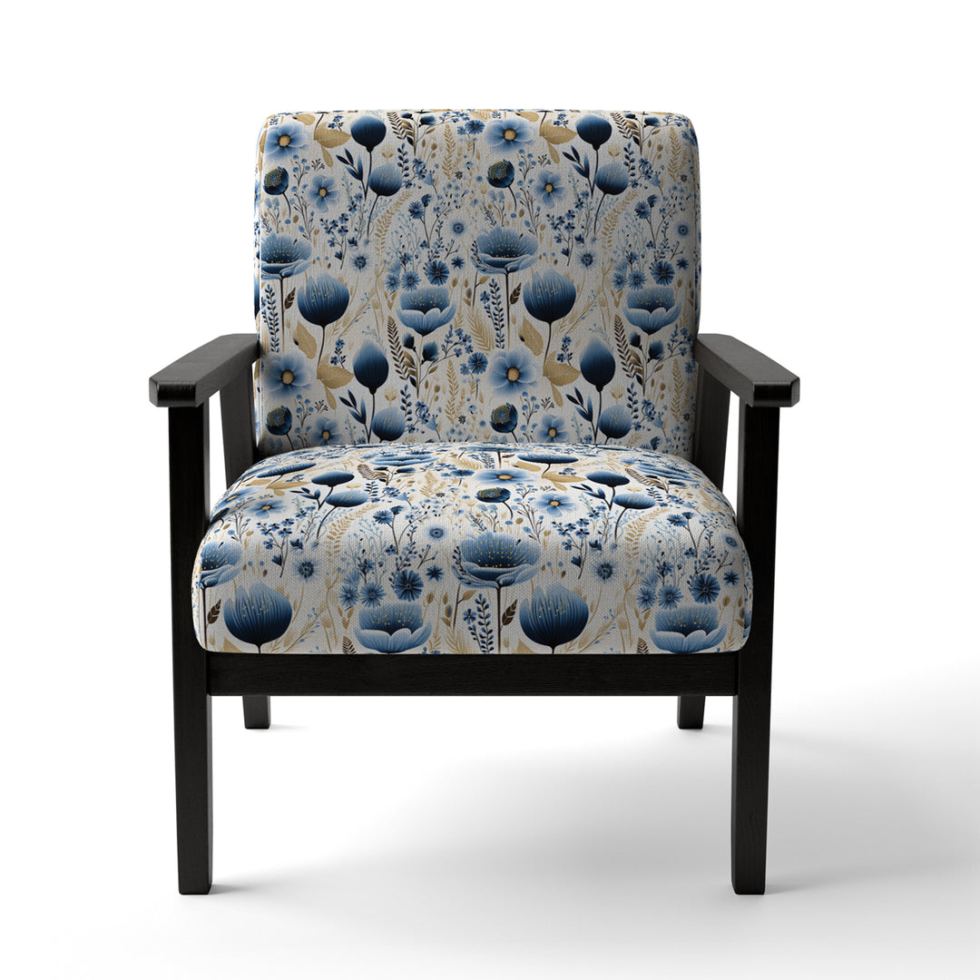 Blue And White Ferns Tranquility - Cottage Arm Chair