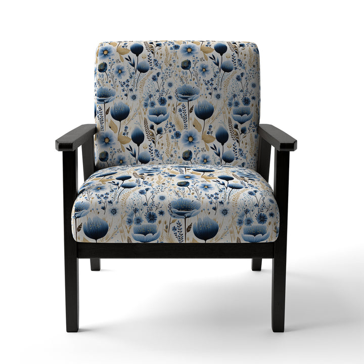 Blue And White Ferns Tranquility - Cottage Arm Chair