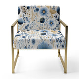 Blue And White Ferns Tranquility - Cottage Arm Chair