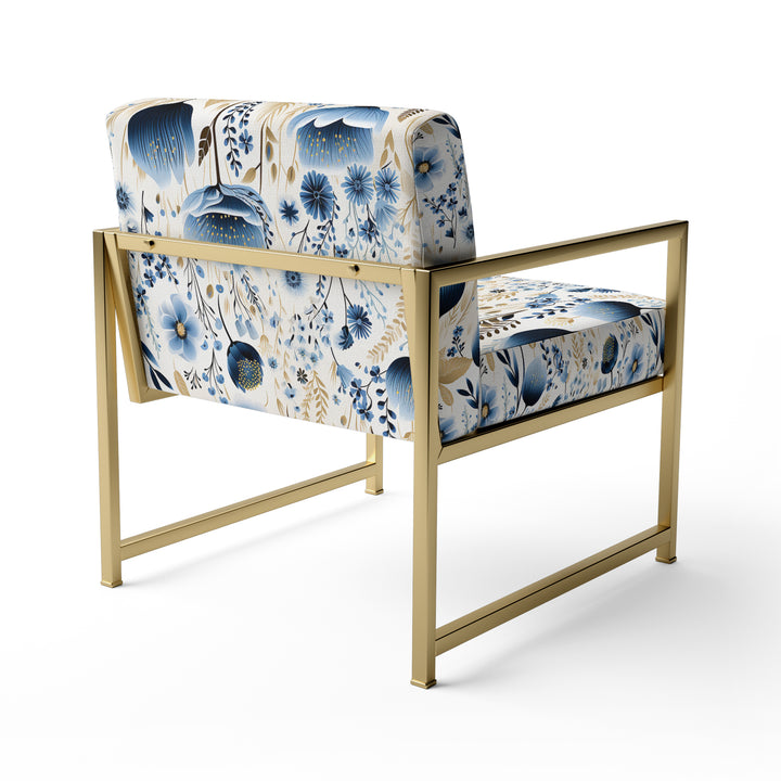Blue And White Ferns Tranquility - Cottage Arm Chair
