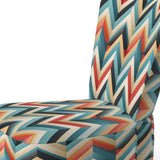 Mid Century Geometric Blue And Beige Pattern- Upholstered Accent Chair