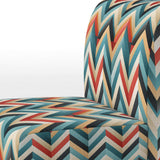 Mid Century Geometric Blue And Beige Pattern- Upholstered Accent Chair