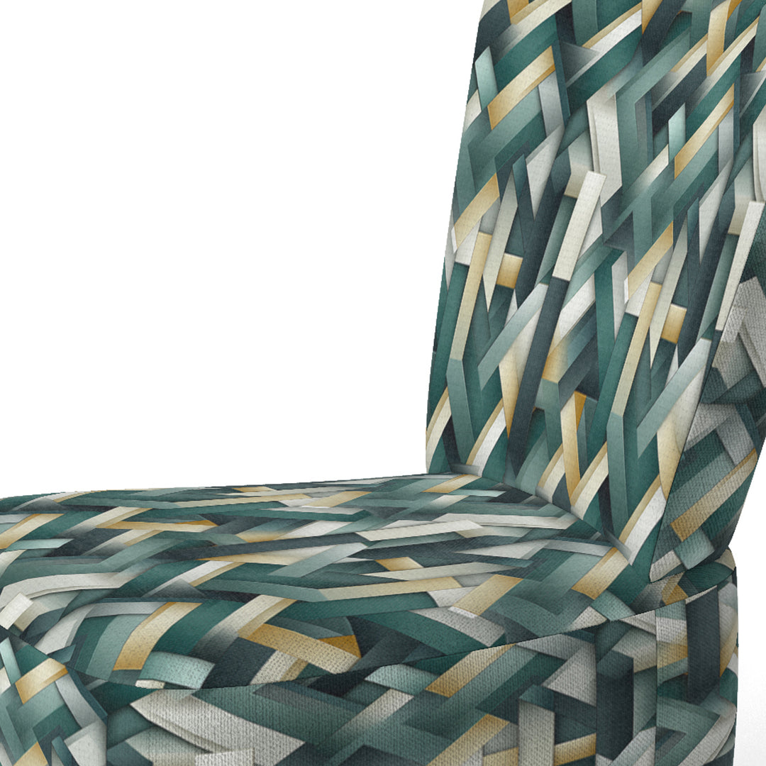 Green And Gold Geometric Chic Pattern - Modern Accent Side Chair