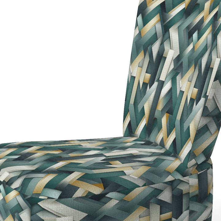 Green And Gold Geometric Chic Pattern - Modern Accent Side Chair