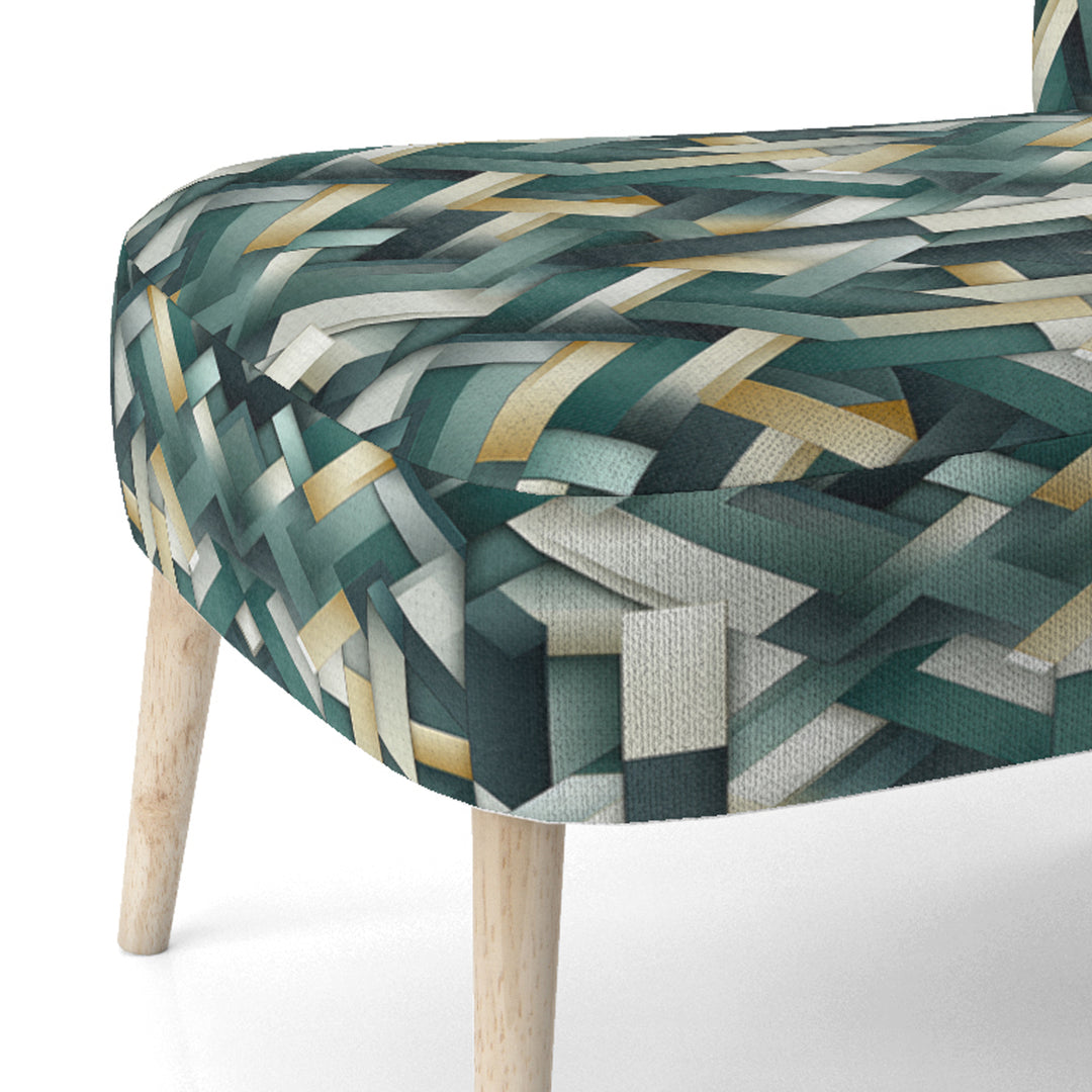 Green And Gold Geometric Chic Pattern - Modern Accent Side Chair