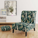 Green And Gold Geometric Chic Pattern - Modern Accent Side Chair