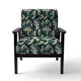 Green And Gold Geometric Chic Pattern - Modern Accent Side Chair