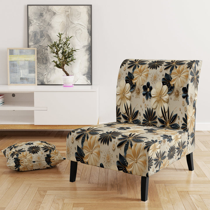 Beige And Champagne Opulent Glam - Glam Accent Slipper Chair