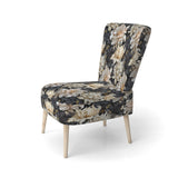 Golden Beige And Black Flowers Elegance - Glam Accent Side Chair