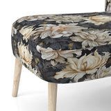 Golden Beige And Black Flowers Elegance - Glam Accent Side Chair