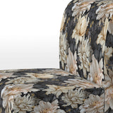 Golden Beige And Black Flowers Elegance - Glam Accent Side Chair