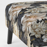 Golden Beige And Black Flowers Elegance - Glam Accent Side Chair