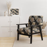 Golden Beige And Black Flowers Elegance - Glam Accent Side Chair