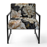 Golden Beige And Black Flowers Elegance - Glam Accent Side Chair