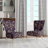 Glamorous Gold And Purple Damask Pattern - Upholstered Glam Accent Chairs