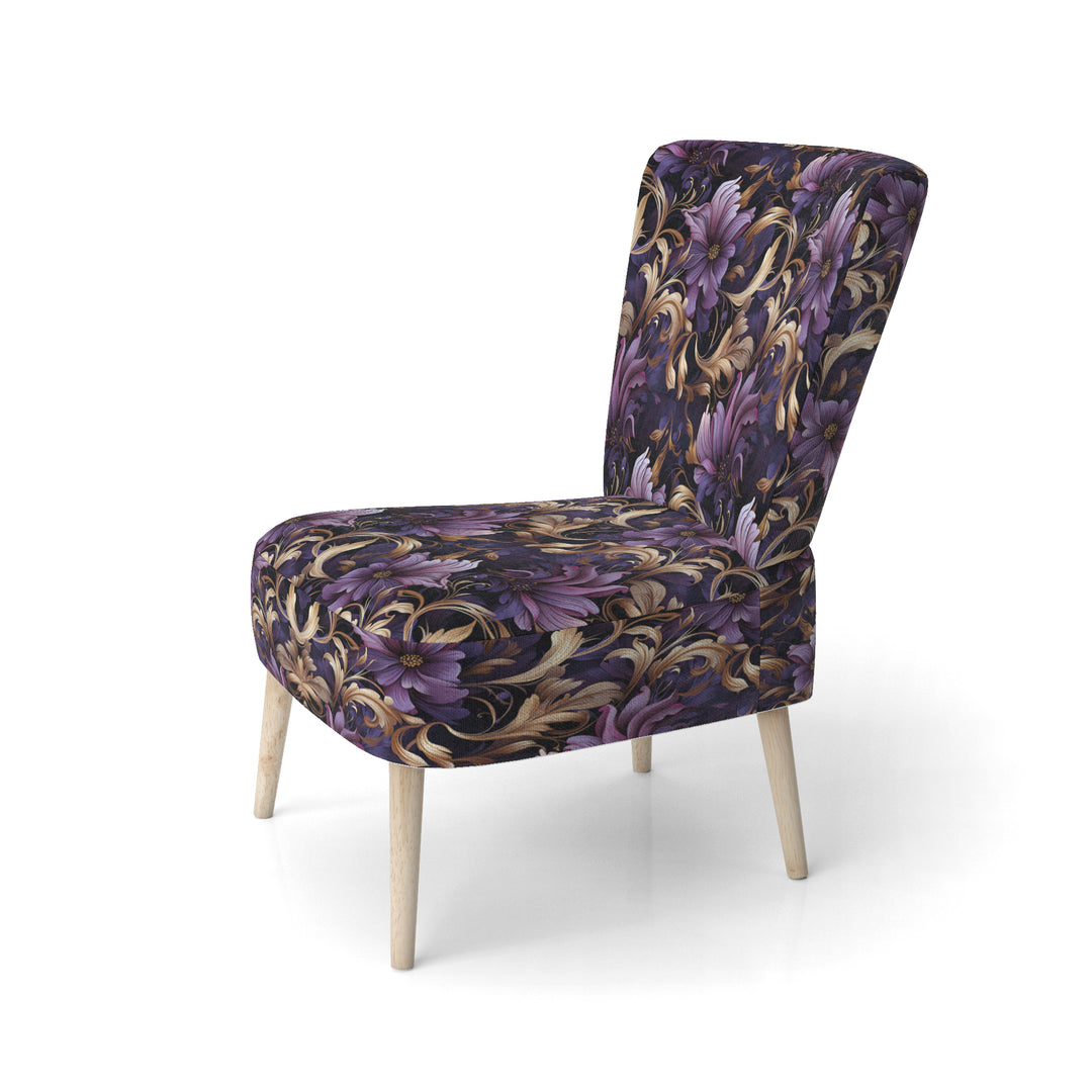 Glamorous Gold And Purple Damask Pattern - Upholstered Glam Accent Chairs