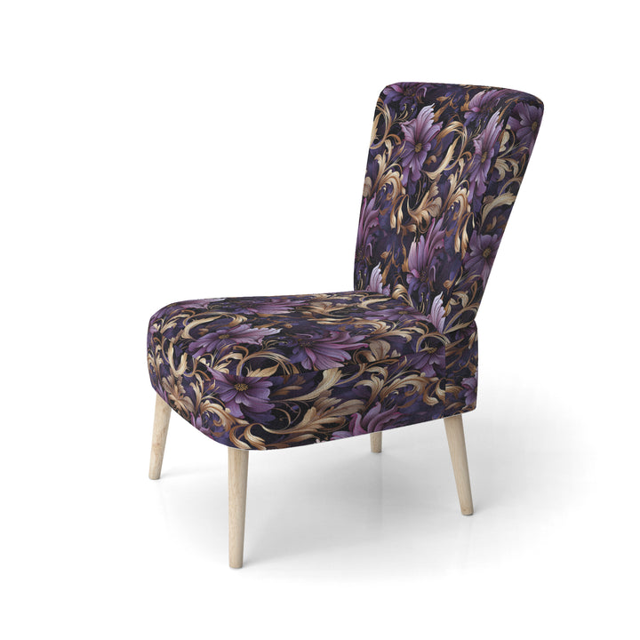 Glamorous Gold And Purple Damask Pattern - Upholstered Glam Accent Chairs