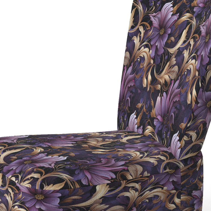 Glamorous Gold And Purple Damask Pattern - Upholstered Glam Accent Chairs