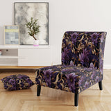 Glamorous Gold And Purple Damask Pattern - Upholstered Glam Accent Chairs