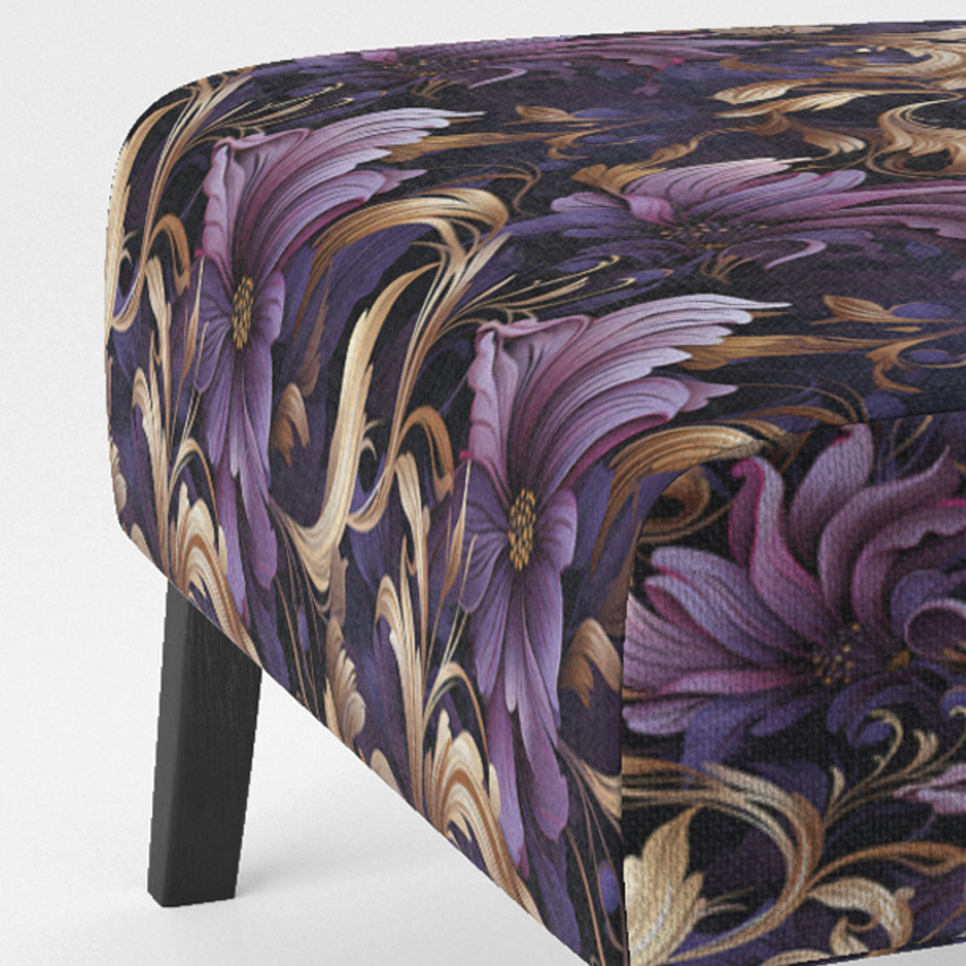 Glamorous Gold And Purple Damask Pattern - Upholstered Glam Accent Chairs