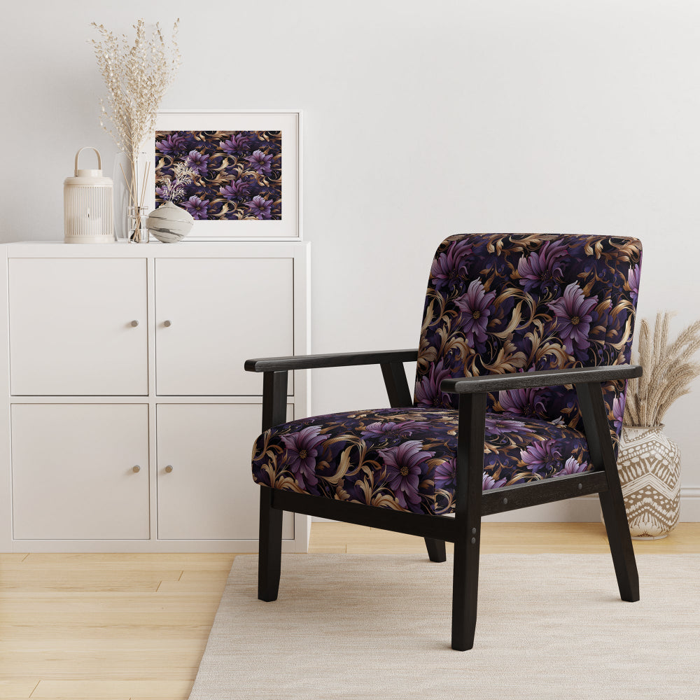 Glamorous Gold And Purple Damask Pattern - Upholstered Glam Accent Chairs