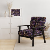 Glamorous Gold And Purple Damask Pattern - Upholstered Glam Accent Chairs