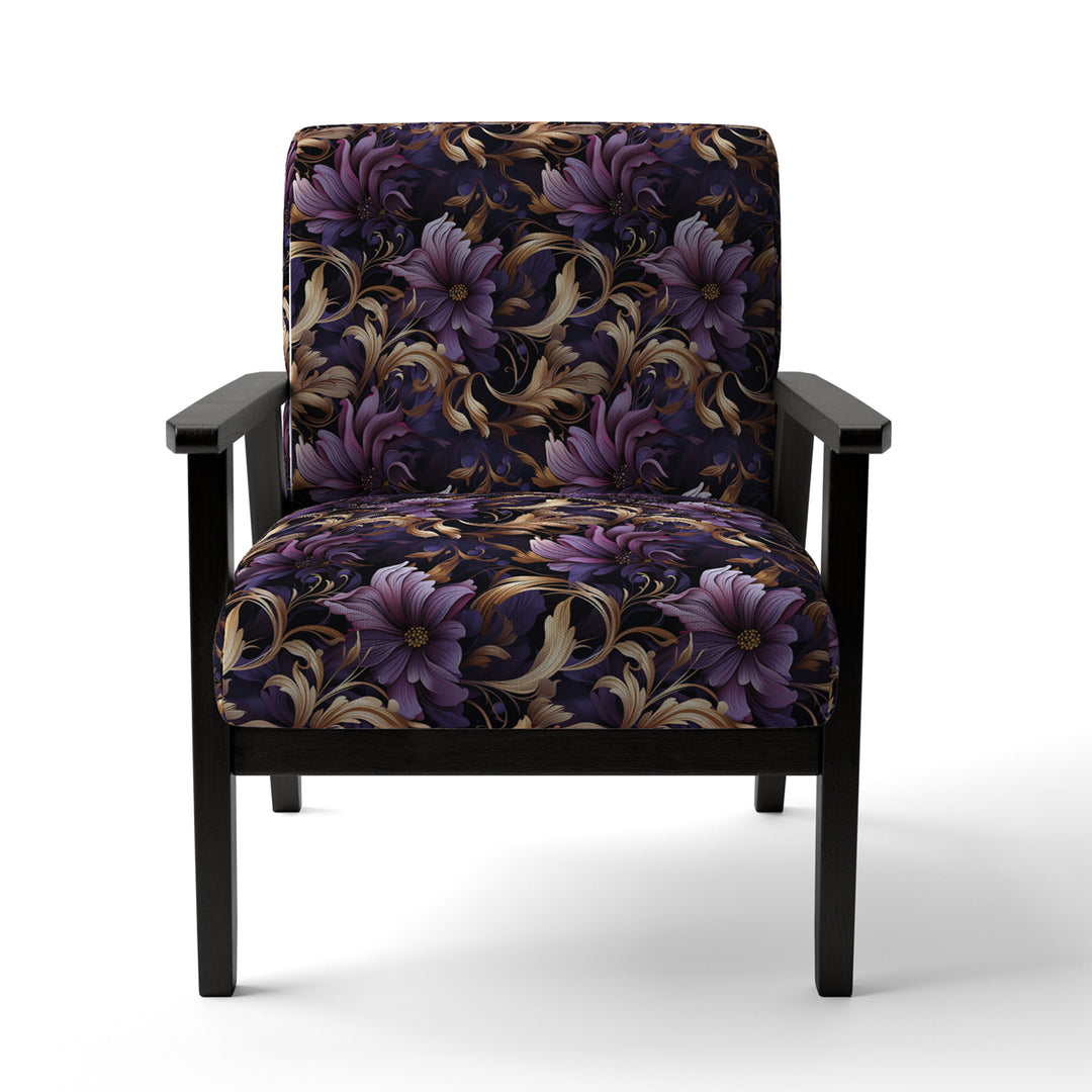 Glamorous Gold And Purple Damask Pattern - Upholstered Glam Accent Chairs
