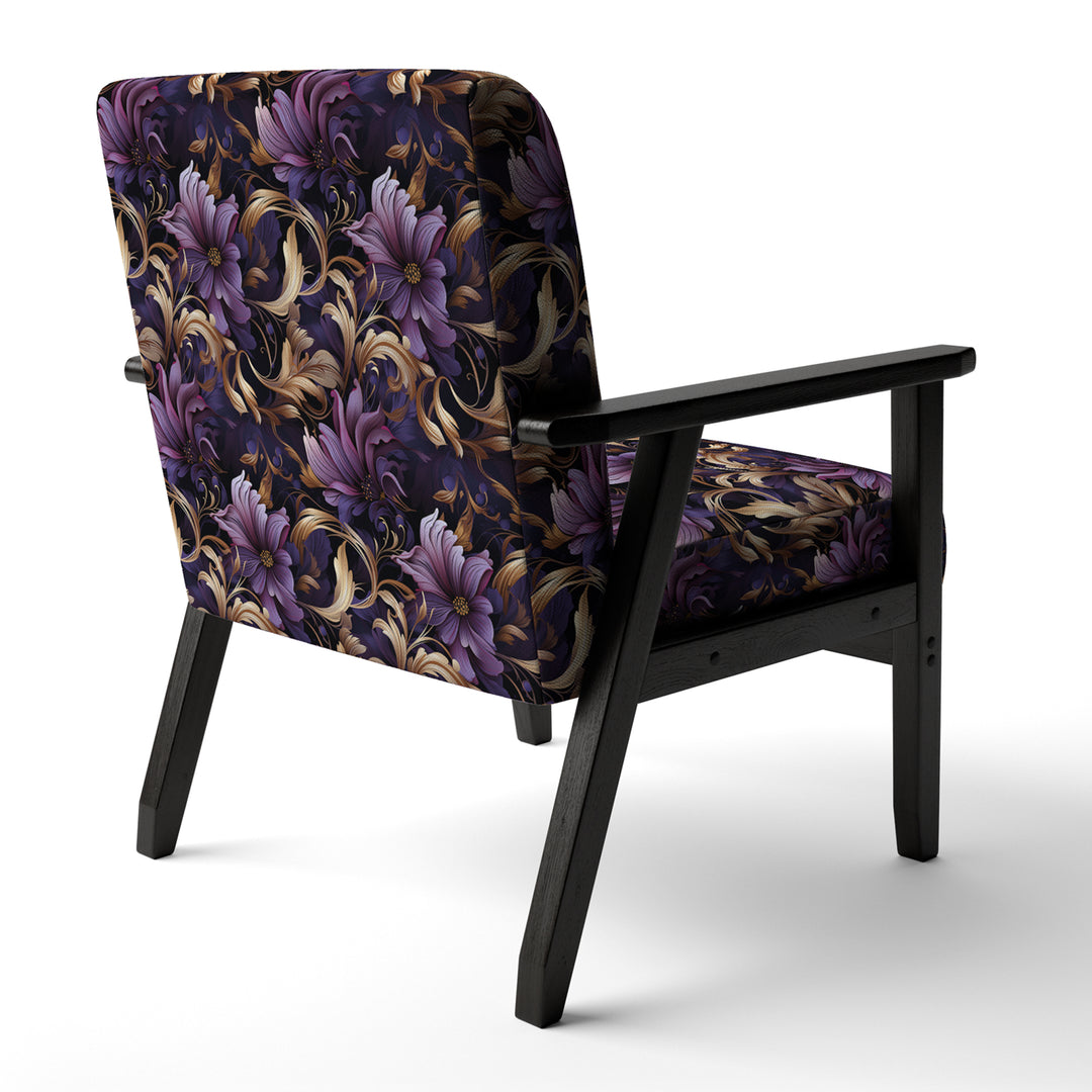 Glamorous Gold And Purple Damask Pattern - Upholstered Glam Accent Chairs