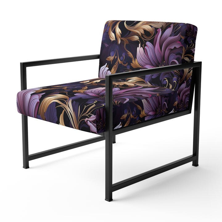 Glamorous Gold And Purple Damask Pattern - Upholstered Glam Accent Chairs