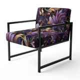 Glamorous Gold And Purple Damask Pattern - Upholstered Glam Accent Chairs