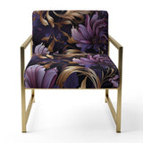 Glamorous Gold And Purple Damask Pattern - Upholstered Glam Accent Chairs