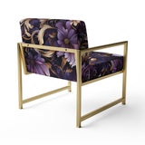 Glamorous Gold And Purple Damask Pattern - Upholstered Glam Accent Chairs