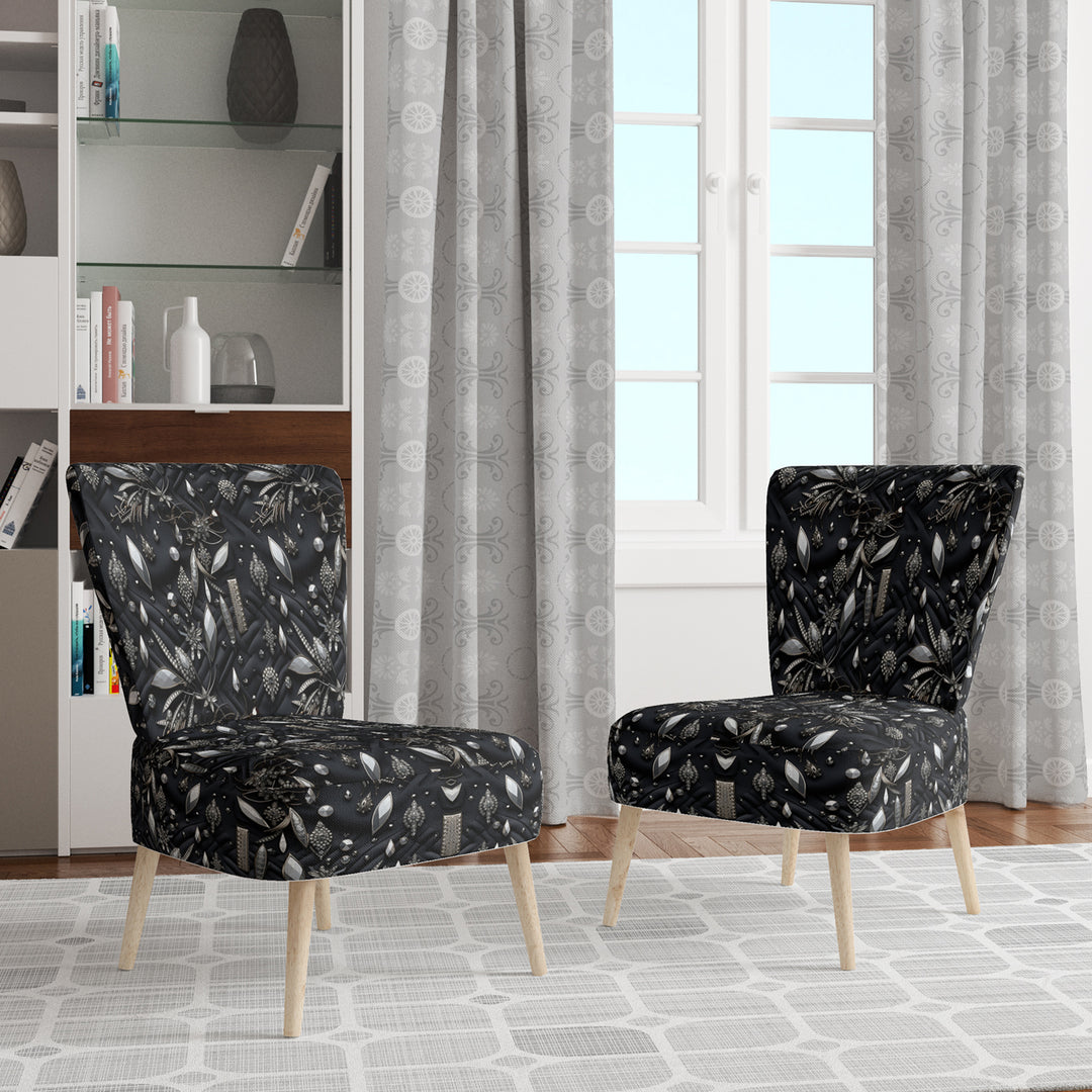 Hollywood Glamour Diamond In Black And White - Glam Accent Side Chair